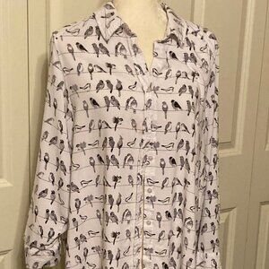 Jane Delancy Bird on a Wire ~ Button Down ~ Size 1X